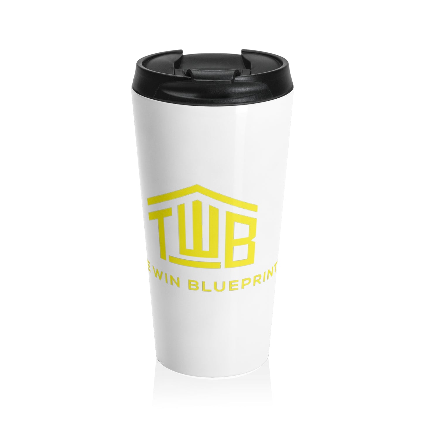 TWB Twin Blueprint Yellow Logo Stainless Steel Travel Mug